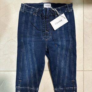 Frame Denim Women's Navy Lace-Up Capri Jeans